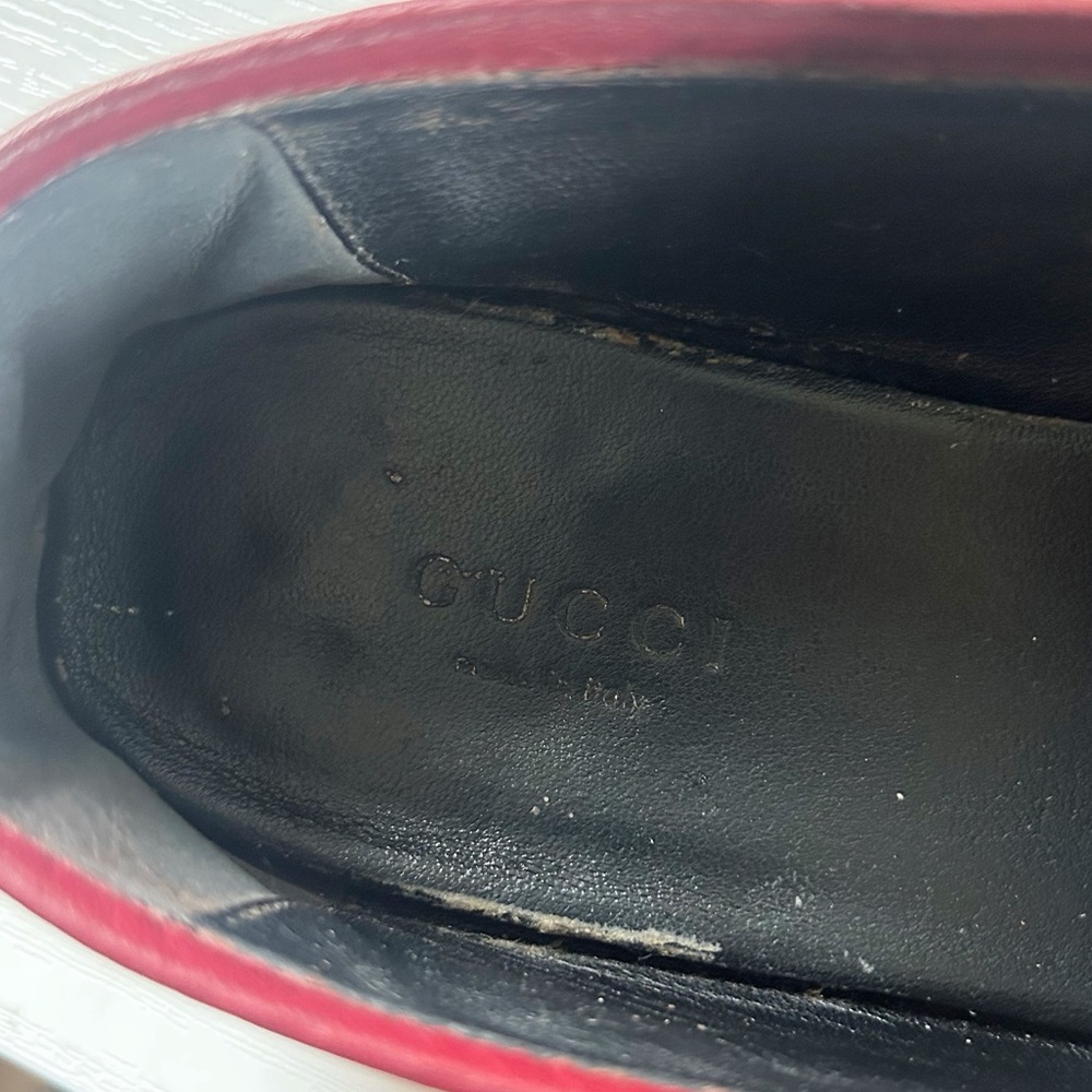 Gucci Jordaan Horsebit Loafers Red GG Velvet EU 36.5 US 6.5 - Picture 11 of 16